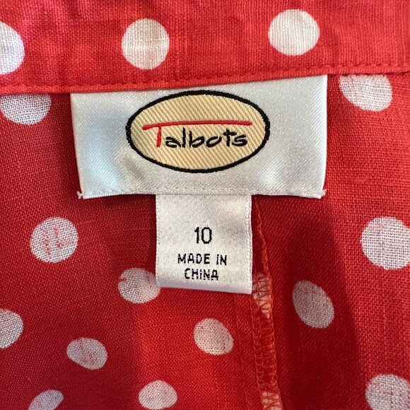 Talbots Linen Orange & White Polka Dot Blazer, Size 10 - Picture 6 of 6